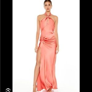 NWOT Forever 21 coral Slit Halter Gown size small